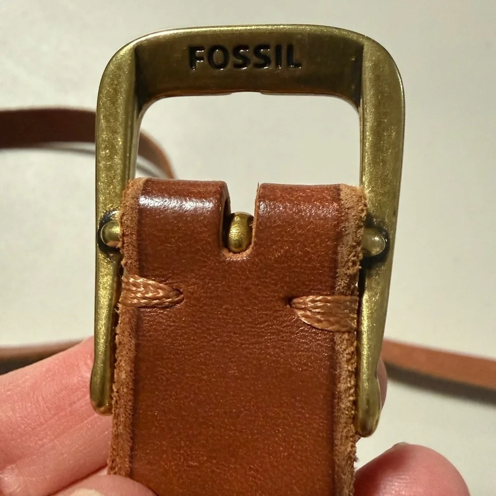 Fossil Bundle of 2 Classic Leather Belts Brown Black Western Boho Casual Capsule